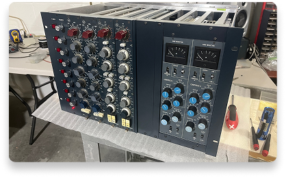 Vintage Neve Channel Strip and Summing Sidecar Mixer Rack